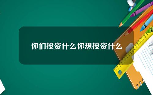 你们投资什么你想投资什么