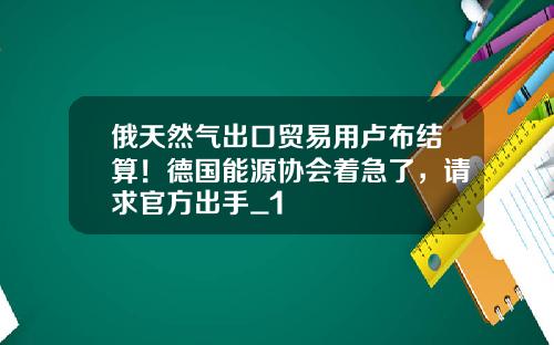 俄天然气出口贸易用卢布结算！德国能源协会着急了，请求官方出手_1