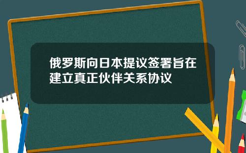 俄罗斯向日本提议签署旨在建立真正伙伴关系协议