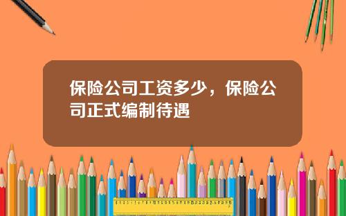 保险公司工资多少，保险公司正式编制待遇