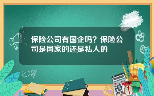 保险公司有国企吗？保险公司是国家的还是私人的