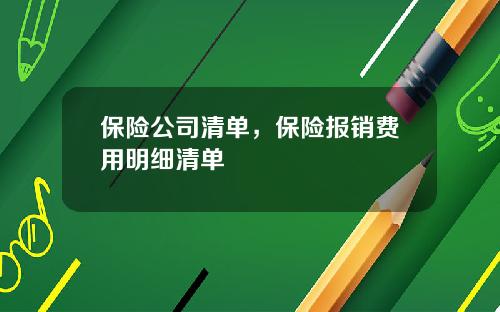 保险公司清单，保险报销费用明细清单