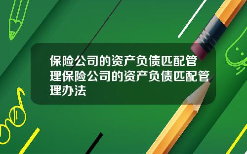 保险公司的资产负债匹配管理保险公司的资产负债匹配管理办法