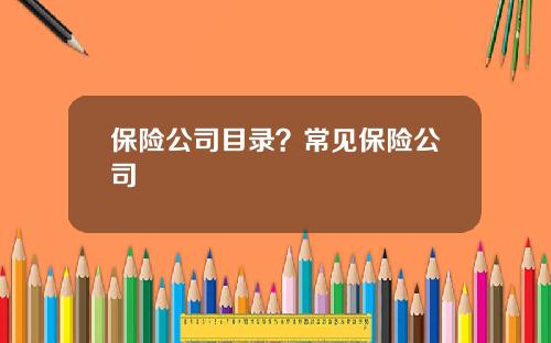 保险公司目录？常见保险公司