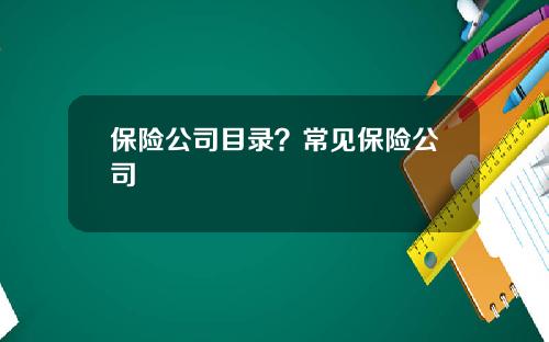 保险公司目录？常见保险公司