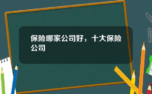 保险哪家公司好，十大保险公司