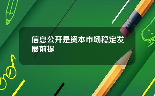 信息公开是资本市场稳定发展前提