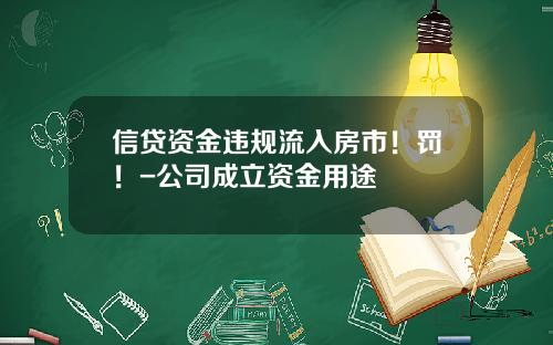信贷资金违规流入房市！罚！-公司成立资金用途