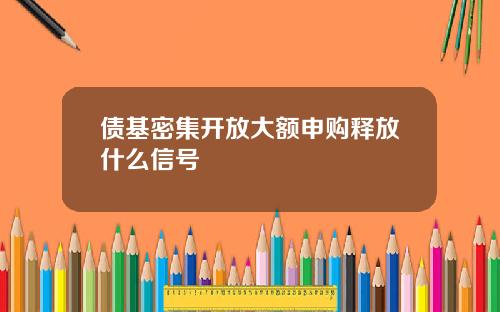 债基密集开放大额申购释放什么信号