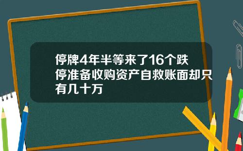 停牌4年半等来了16个跌停准备收购资产自救账面却只有几十万