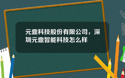 元鼎科技股份有限公司，深圳元鼎智能科技怎么样