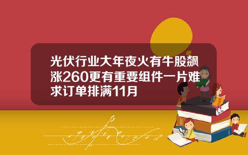 光伏行业大年夜火有牛股飙涨260更有重要组件一片难求订单排满11月