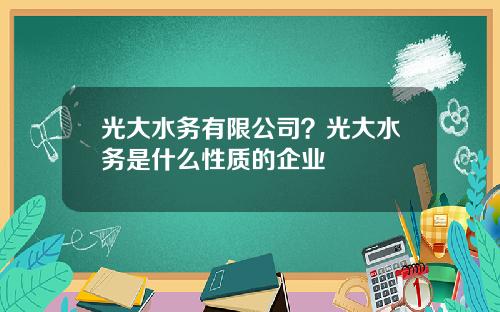 光大水务有限公司？光大水务是什么性质的企业