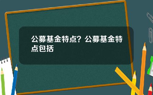 公募基金特点？公募基金特点包括