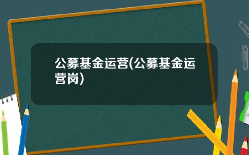公募基金运营(公募基金运营岗)