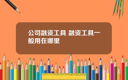 公司融资工具 融资工具一般用在哪里