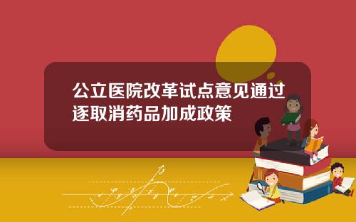 公立医院改革试点意见通过逐取消药品加成政策