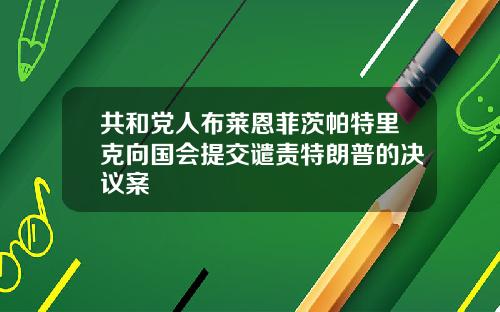 共和党人布莱恩菲茨帕特里克向国会提交谴责特朗普的决议案