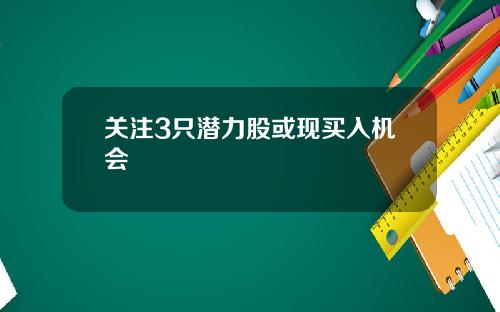 关注3只潜力股或现买入机会