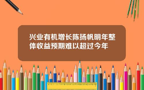 兴业有机增长陈扬帆明年整体收益预期难以超过今年