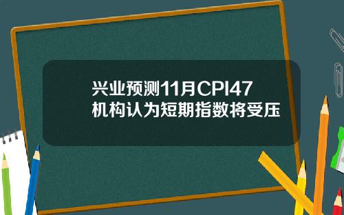 兴业预测11月CPI47机构认为短期指数将受压