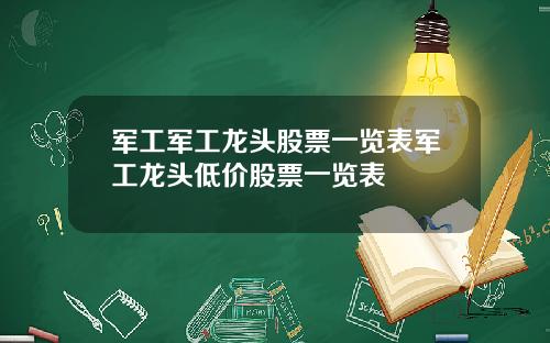 军工军工龙头股票一览表军工龙头低价股票一览表