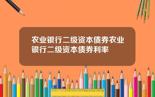 农业银行二级资本债券农业银行二级资本债券利率