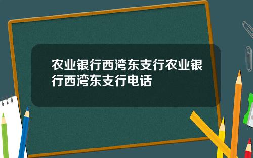 农业银行西湾东支行农业银行西湾东支行电话
