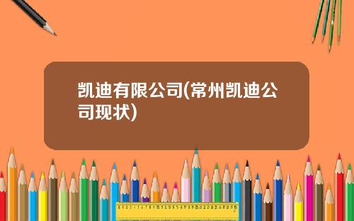 凯迪有限公司(常州凯迪公司现状)