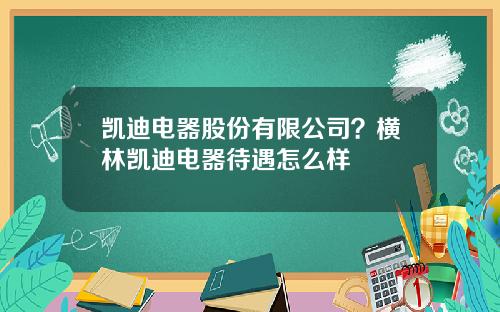 凯迪电器股份有限公司？横林凯迪电器待遇怎么样