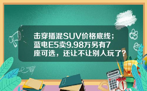 击穿插混SUV价格底线；蓝电E5卖9.98万另有7座可选，还让不让别人玩了？