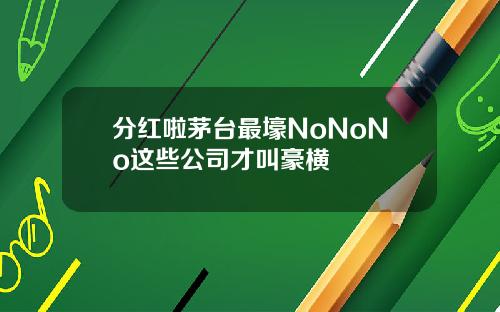 分红啦茅台最壕NoNoNo这些公司才叫豪横