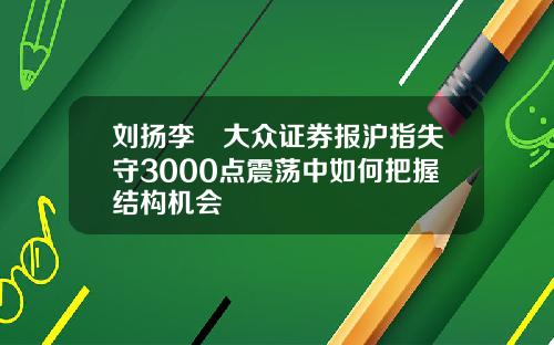 刘扬李喆大众证券报沪指失守3000点震荡中如何把握结构机会