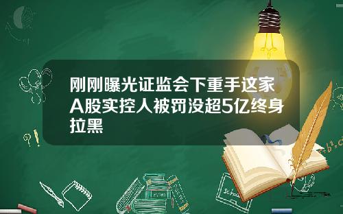 刚刚曝光证监会下重手这家A股实控人被罚没超5亿终身拉黑