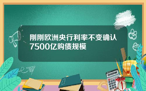 刚刚欧洲央行利率不变确认7500亿购债规模