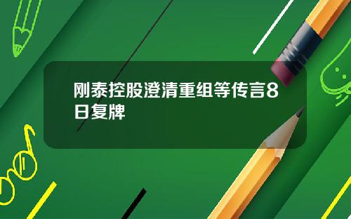刚泰控股澄清重组等传言8日复牌