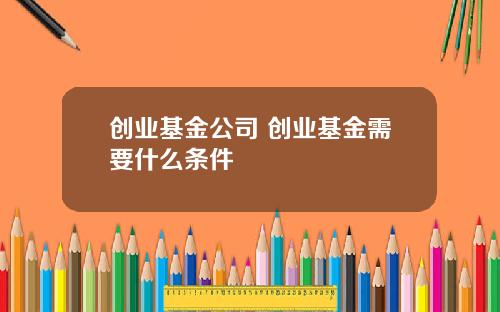 创业基金公司 创业基金需要什么条件