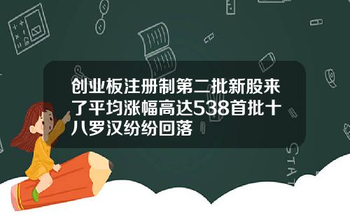 创业板注册制第二批新股来了平均涨幅高达538首批十八罗汉纷纷回落