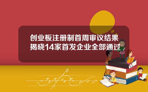 创业板注册制首周审议结果揭晓14家首发企业全部通过