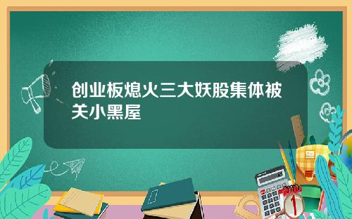 创业板熄火三大妖股集体被关小黑屋