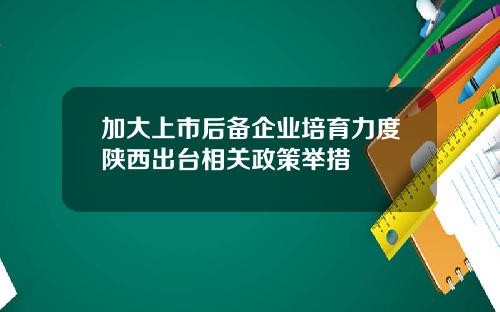 加大上市后备企业培育力度陕西出台相关政策举措
