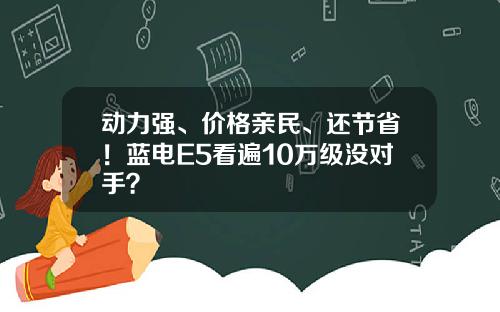 动力强、价格亲民、还节省！蓝电E5看遍10万级没对手？