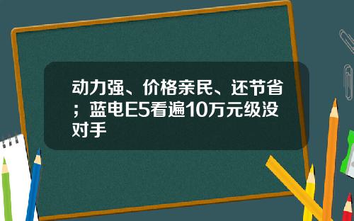 动力强、价格亲民、还节省；蓝电E5看遍10万元级没对手