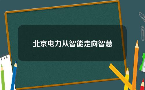 北京电力从智能走向智慧