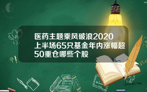 医药主题乘风破浪2020上半场65只基金年内涨幅超50重仓哪些个股