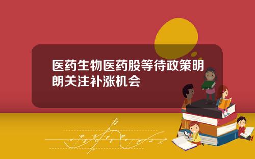 医药生物医药股等待政策明朗关注补涨机会