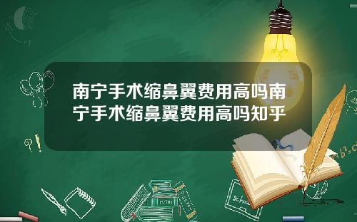 南宁手术缩鼻翼费用高吗南宁手术缩鼻翼费用高吗知乎