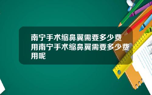 南宁手术缩鼻翼需要多少费用南宁手术缩鼻翼需要多少费用呢