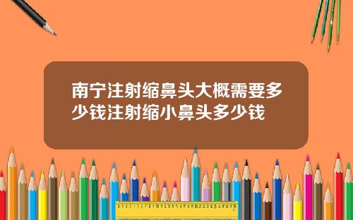 南宁注射缩鼻头大概需要多少钱注射缩小鼻头多少钱