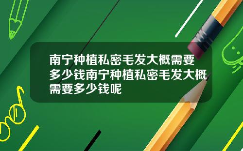 南宁种植私密毛发大概需要多少钱南宁种植私密毛发大概需要多少钱呢